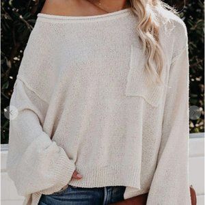 LAST ONE - Size Med - Cream Off the Shoulder Slouchy Oversized Sweater